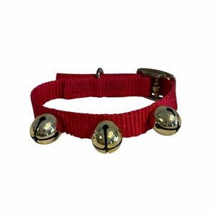 Red Jingle Vinyl Cat Collar with 3 Gold Bells 11” NWOT